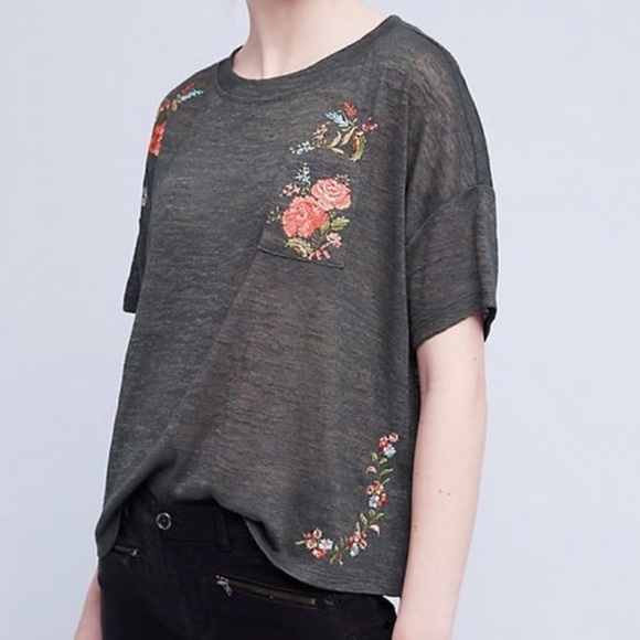 Anthropologie Tops - Anthropologie Akemi + Kin Embroidered Floral Shirt